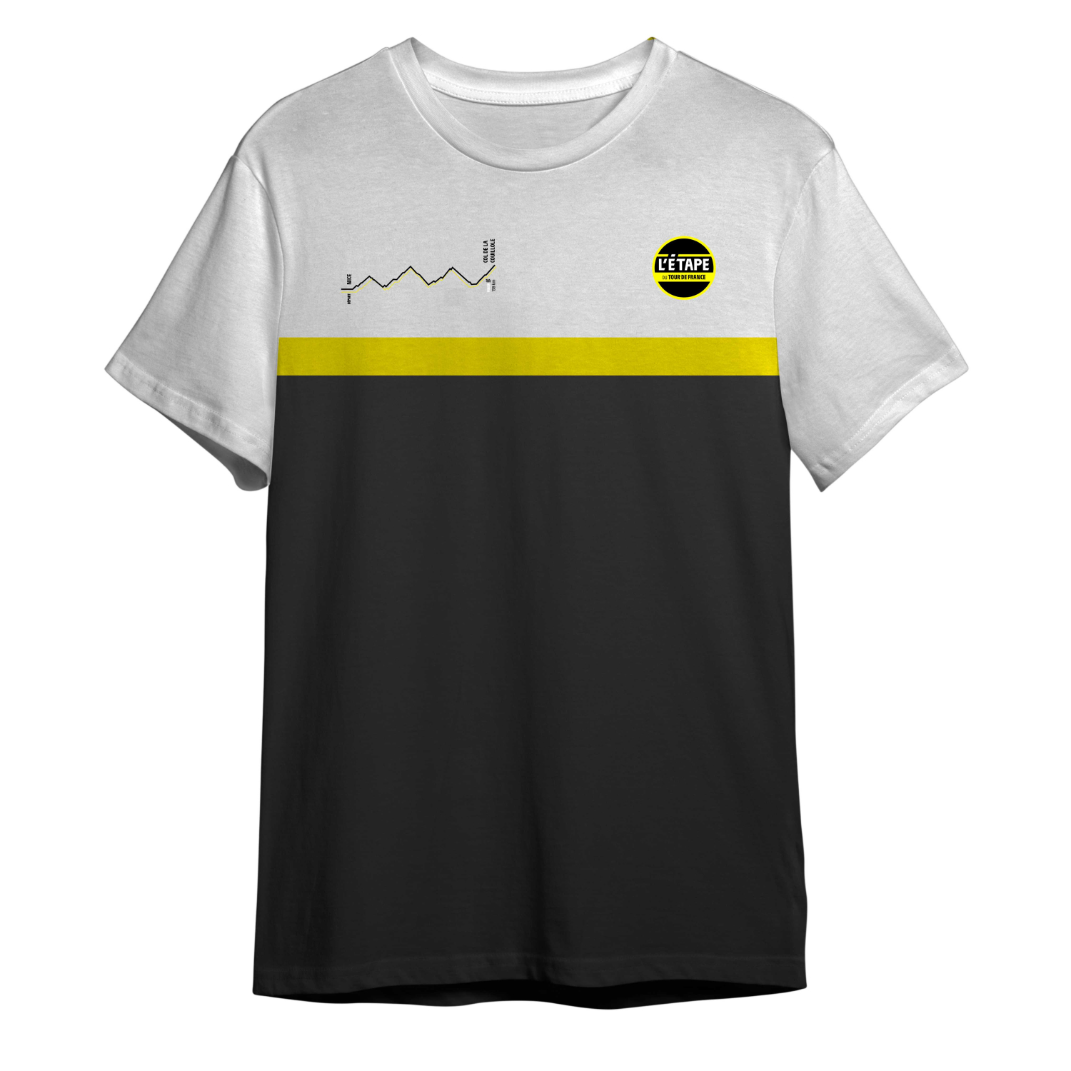 T-shirt Etape du Tour de France Patch Parcours 2024 Blanc Jaune Noir Mixte